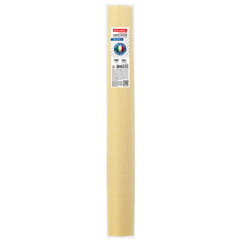 Бумага гофрированная (ИТАЛИЯ) 180 г/м2, лимонно-кремовая (577), 50×250 см, BRAUBERG FLORE