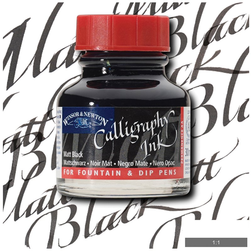 Тушь Winsor&Newton ля каллиграфии (красная крышка), 30мл, черная
