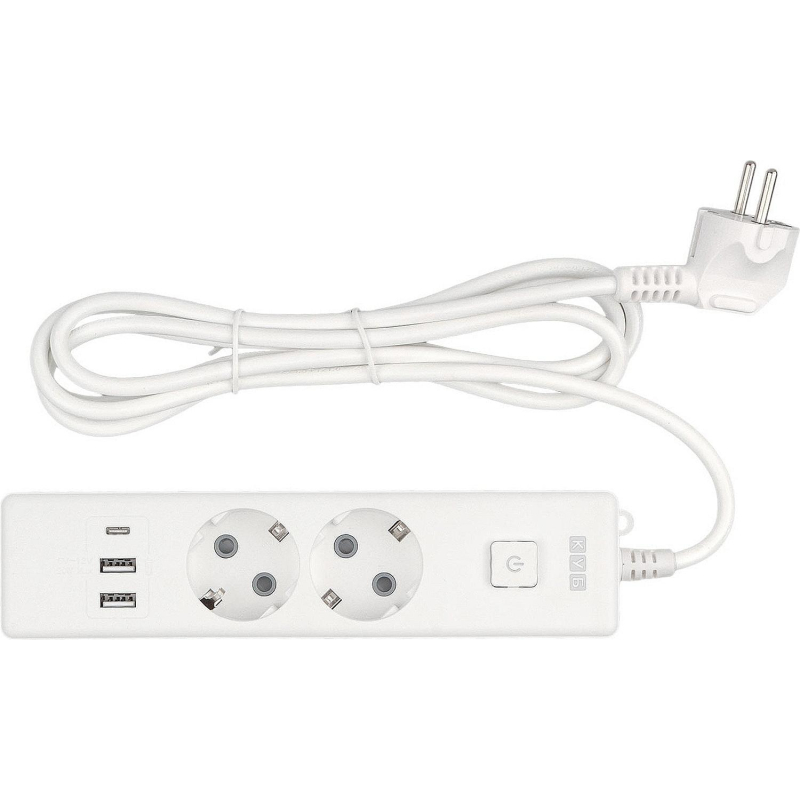 Удлинитель Power Cube, 2р с/з вык.,3USB, 3500 Вт,16А, 1.9м,3×1.0 (белый)
