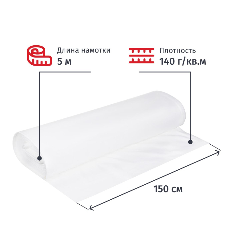 Полотно техническое БЯЗЬ ОТБЕЛЕННАЯ ГОСТ рулон 1.5×50 м, плотн 140(+5)г/м2
