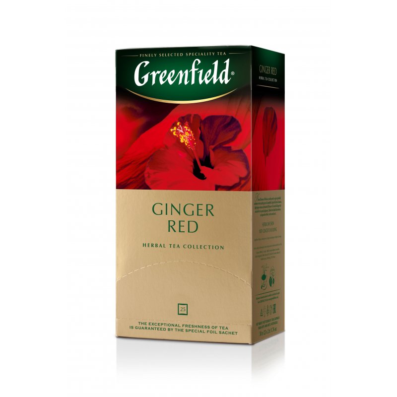 превью Чай Greenfield «Ginger Red», травяной, имбирь, шиповник, яблоко, гибискус, 25 фольг. пакетиков по 2г