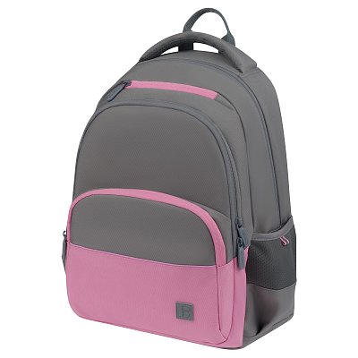 Рюкзак Berlingo U3 «Grey-pink» 41×29.5×13.5см, 2 отделения, 4 кармана, эргономичная спинка