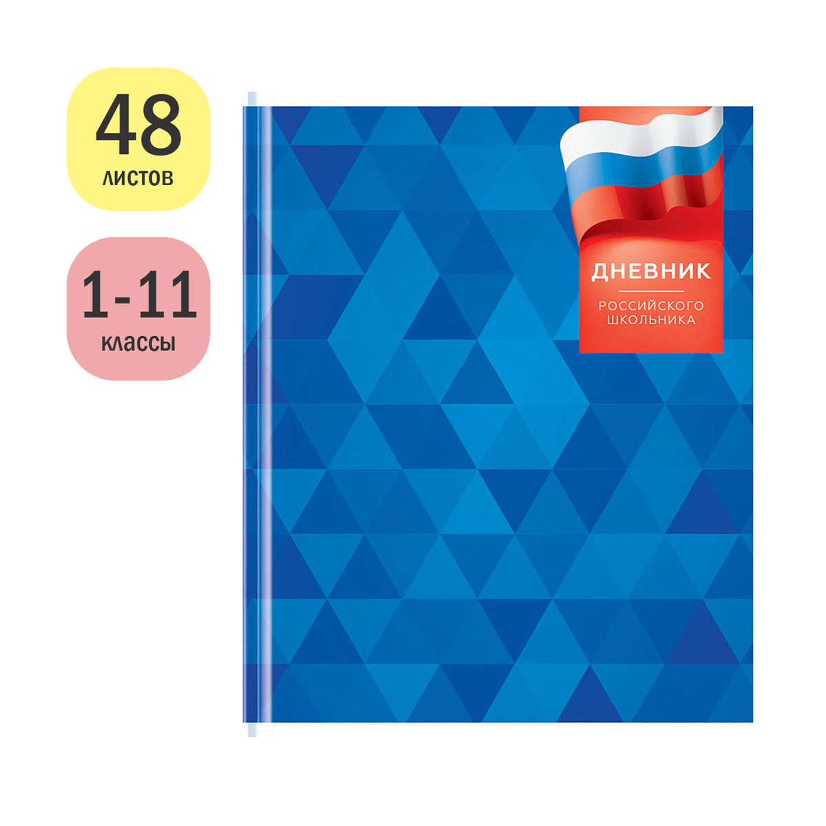 Дневник 1-11кл. 48л. (твердый) ArtSpace Российского школьника, ляссе, матовая лам., выб. лак