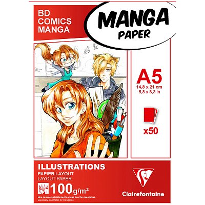 Скетчбук для маркеров 50л. А5, на склейке Clairefontaine «Manga Illustrations», 100 г/м2