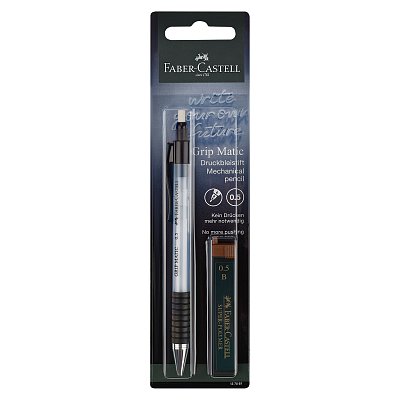 Карандаш механический Faber-Castell «Grip Matic»+грифели, 0.5мм, небесный, блистер