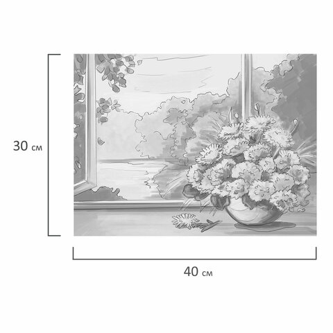 Холст на картоне с контуром BRAUBERG ART «CLASSIC» «БУКЕТ» 30×40 см ...