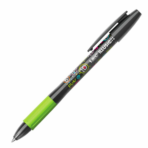 Ручка стираемая гелевая с грипом BIC «Gelocity Illusion», ЧЕРНАЯ, корпус черный, линия 0.3 мм