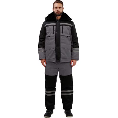 Костюм рабочий зимний муж з03-КПК сер/черн (р.44-46)158-165