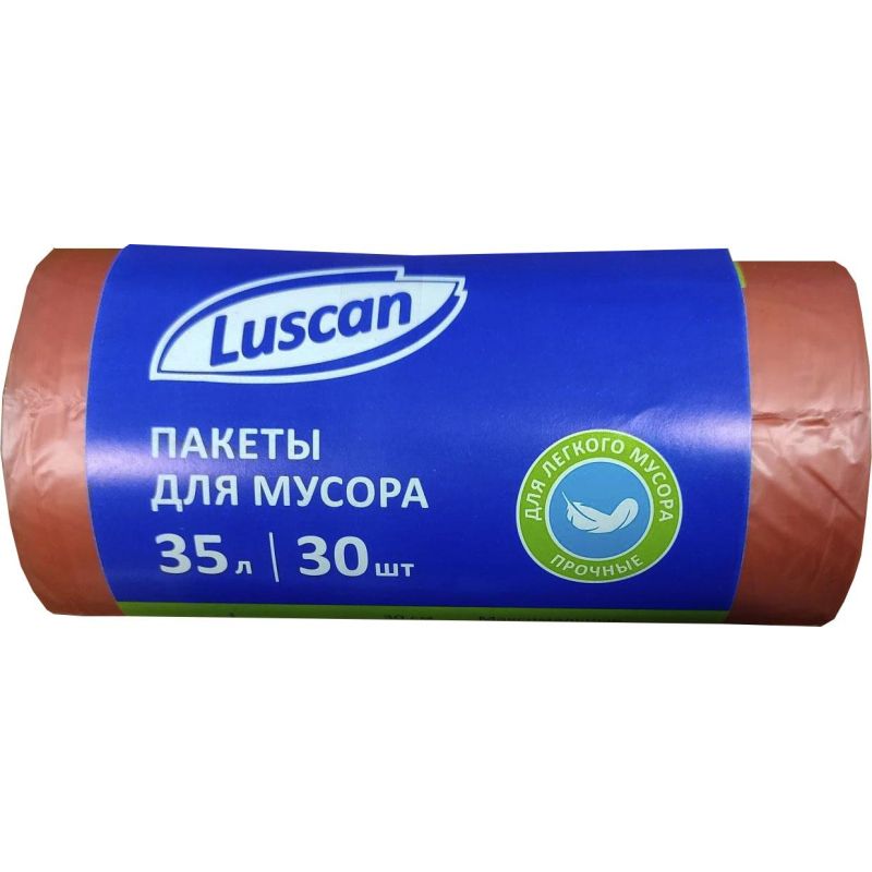 превью Мешки для мусора ПНД 35л 8мкм 30шт/рул красный 48×58см Luscan