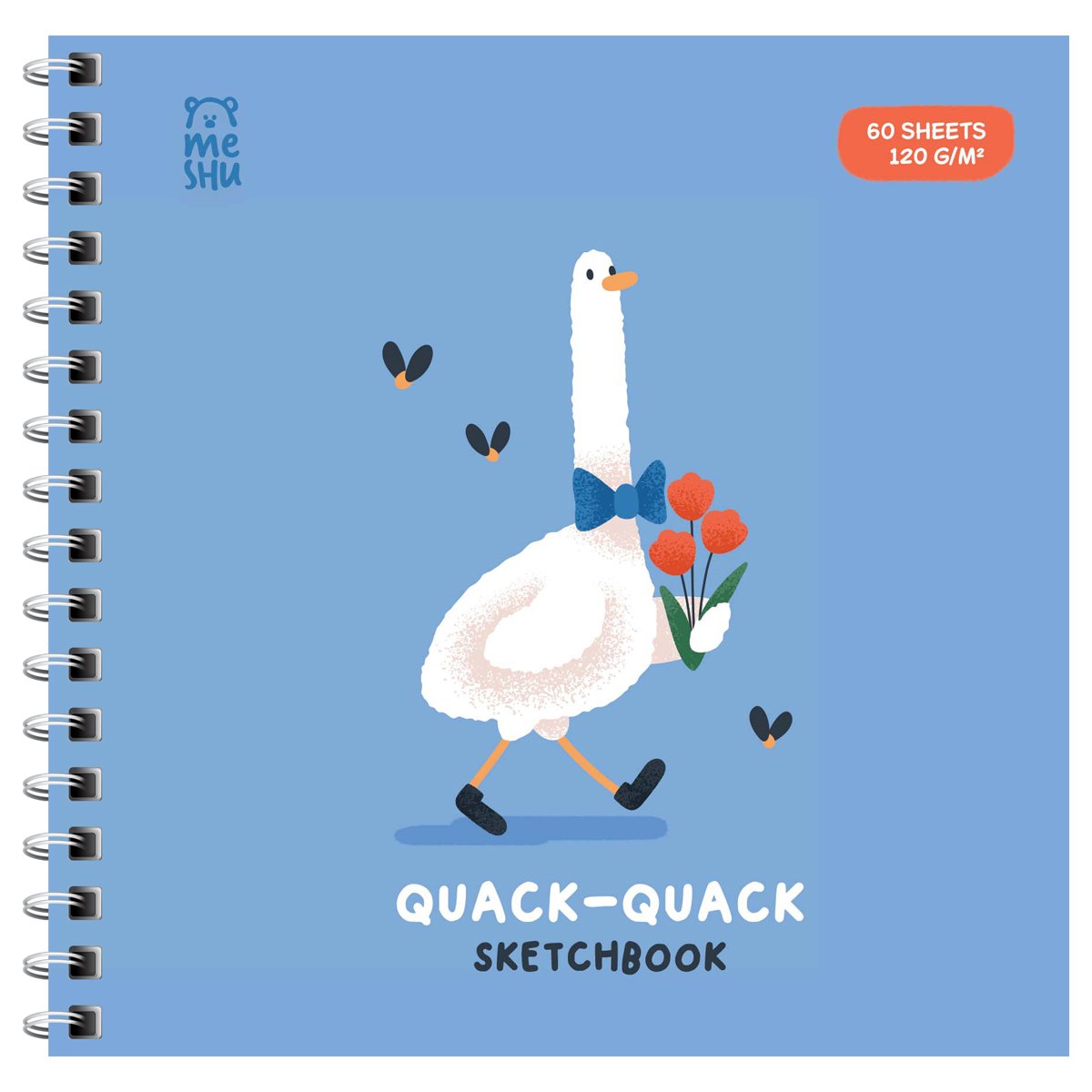 Скетчбук 60л., 150×150 MESHU «Quack-Quack», на гребне, выб. лак, soft-touch, 120г/м2