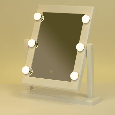 Зеркало для макияжа гримерное, 6 LED-ламп, 3 режима свечения, размер 21×29 см, работа от USB или 4хAA, цвет белый, WBZ