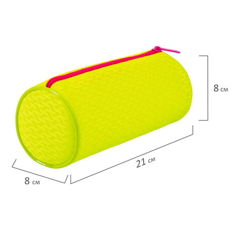 Пенал-тубус BRAUBERG, сетка, «Neon», желтый, 21×8×8 см, 229025