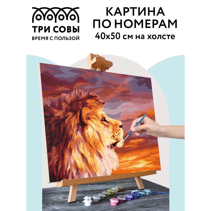 Картина по номерам на холсте ТРИ СОВЫ «Закат», 40×50, с акриловыми красками и кистями