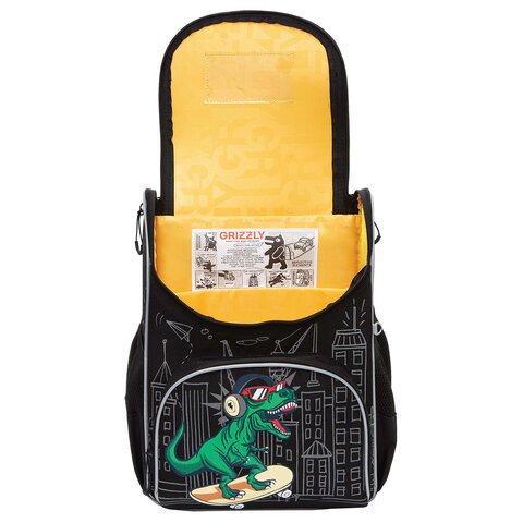 Ранец GRIZZLY анатомическая спинка, с мешком для обуви, для мальчиков, DINO RACE, 33×25х13 см