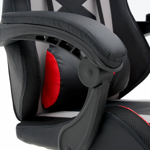 Кресло компьютерное CROMEX «Quantum GM-155 RGB», подсветка, две подушки, экокожа, черное/красное/серое