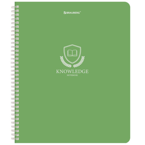 Тетрадь А5, 48 л., BRAUBERG, гребень, клетка, матовая ламинация, «Knowledge» (микс в спайке)