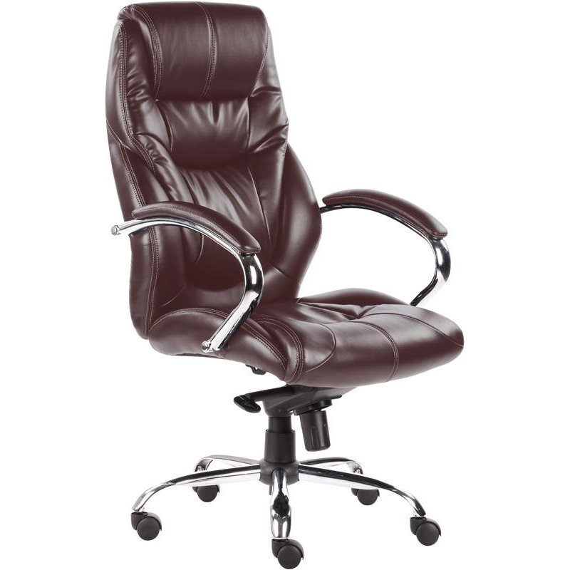 Кресло руководителя EChair-535 MPU (искусственная кожа коричневая, хром)