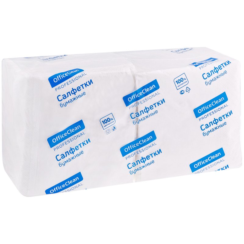 превью Салфетки бумажные OfficeClean Professional, 2 слойн., 33×33см, белые, 200шт. 