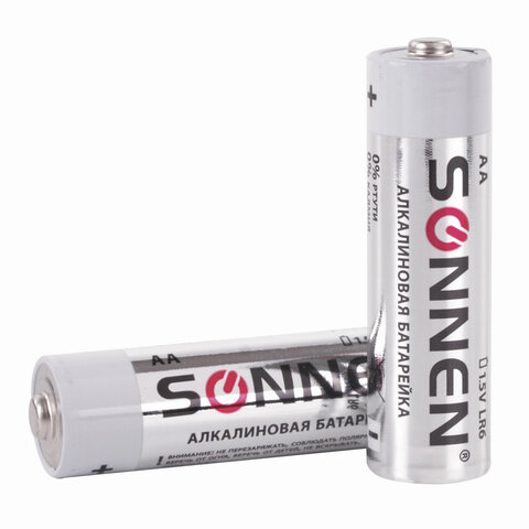 Батарейки SONNEN Alkaline, АА (LR06, 15А), алкалиновые, КОМПЛЕКТ 10 шт., в коробке