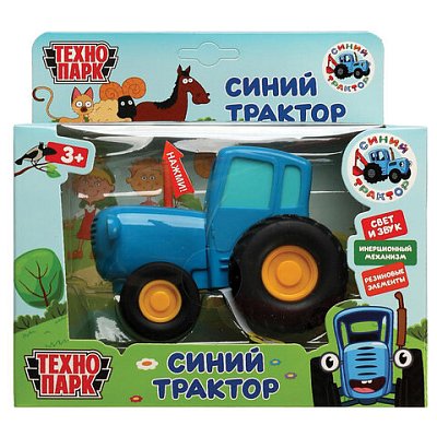 Трактор металлический, СИНИЙ ТРАКТОР, длина 11 см, инерционный, свет-звук, ТЕХНОПАРК, 343453