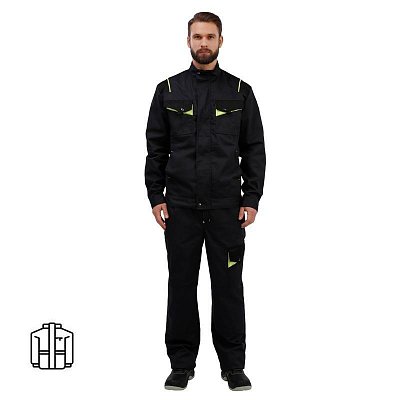 Куртка рабочая летняя мужская л27-КУ темно-серая/черная (размер 60-62, рост 182-188)