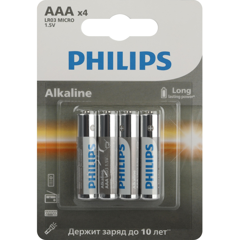 Батарейка Philips Entry ААА LR03-4BL/LR03A4B/51 алкалин. 1.5v 4 шт/уп
