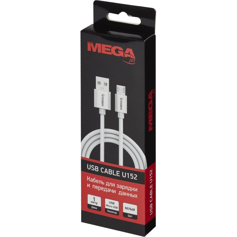 Кабель ProMega U152, 2.4A, 1м, USB - Micro-USB, TPE, белый