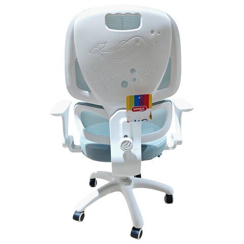 Кресло детское с поясничной поддержкой BRABIX KIDS «MG-225», сетка/ткань TW, голубое