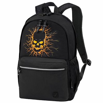 Рюкзак BRAUBERG FASHION CITY универсальный, 2 отделения, Skull, черный, 46×31х15 см