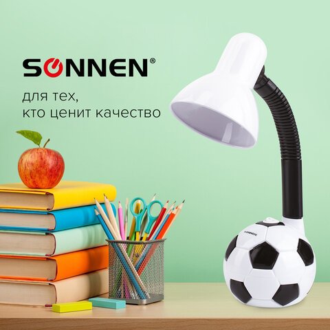 Светильник настольный SONNEN OU-503, на подставке, цоколь Е27, «Мяч», белый