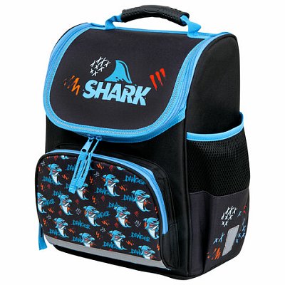 Ранец ПИФАГОР BASIC, 1 отделение, 3 кармана, эргономичная спинка, «Angry shark», 35×28х18 см