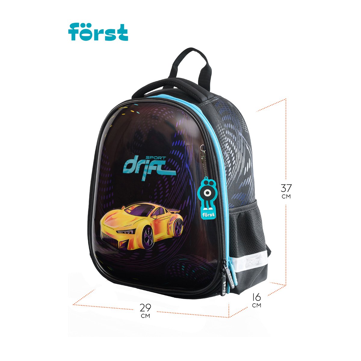 Ранец Först F-Glow «Sport drift» 37×29.5×16 см, 2 отделения, 2 кармана, анатомическая спинка
