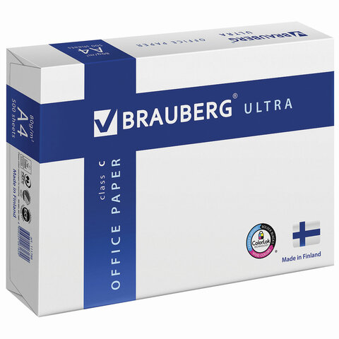 превью Бумага офисная BRAUBERG ULTRA FINLAND, А4, 80 г/м2, 500 л., марка C, ФИНЛЯНДИЯ, белизна 150% CIE
