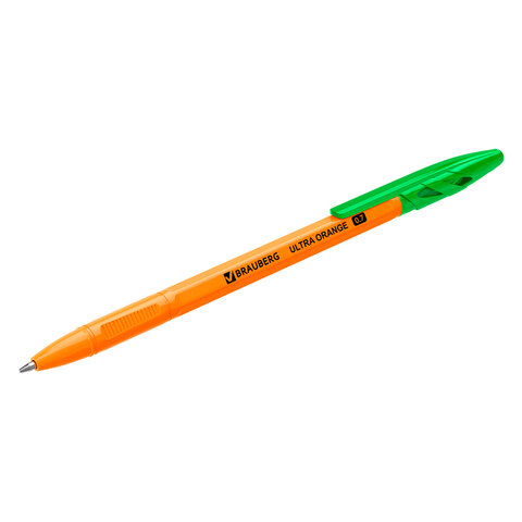 Ручка шариковая BRAUBERG «ULTRA ORANGE», ЗЕЛЕНАЯ, узел 0.7 мм, чернила ГЕРМАНИЯ, наконечник ШВЕЙЦАРИ