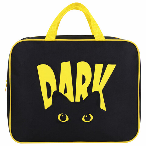Папка на молнии с ручками BRAUBERG А4, 1 отделение, полиэстер, 80 мм, «Dark cat»