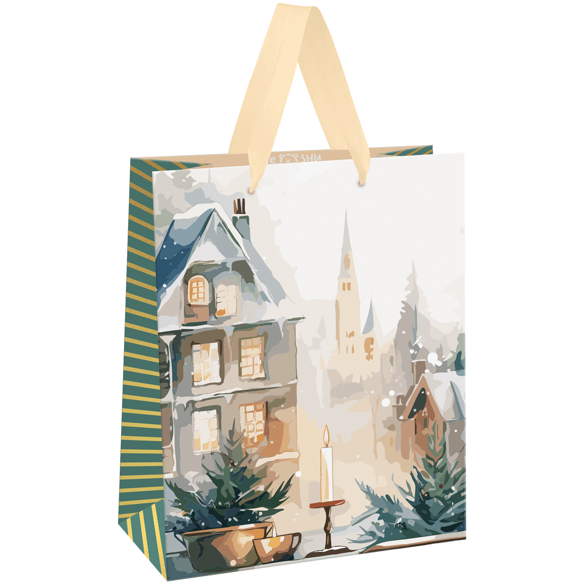 Пакет подарочный 11×14×6.5см MESHU «Christmas mood», фольга, матовая ламинация