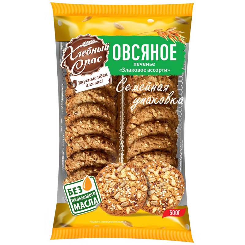 превью Печенье овсяное Хлебный Спас Злаковое ассорти 500 г