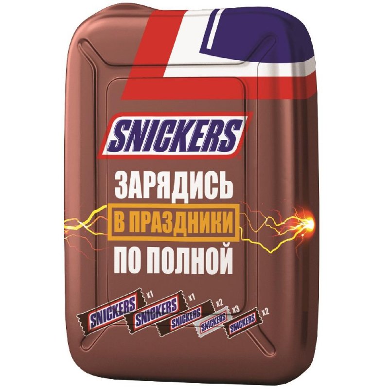 превью Шоколадные конфеты Snickers Новогодняя канистра ассорти 205 г