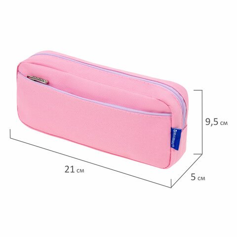 Пенал мягкий BRAUBERG PASTEL, 2 отделения, розовый, 21×9.5×5 см