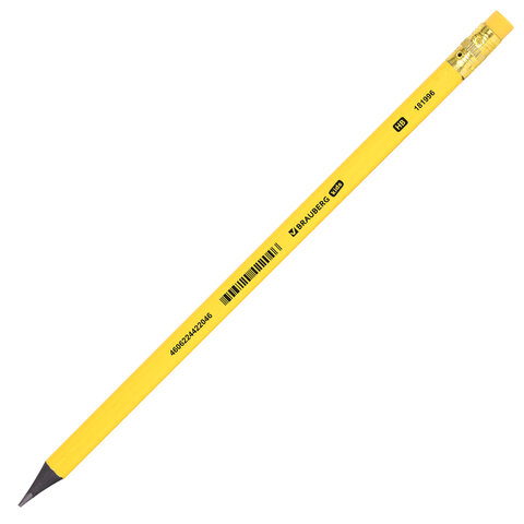 Карандаш чернографитный BRAUBERG KIDS, 1 шт., HB, трехгранный, с ластиком