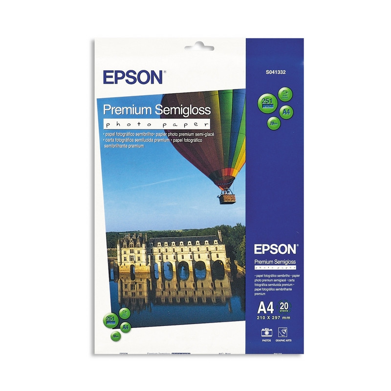 превью Фотобумага для цветной струйной печати Epson Premium Semigloss S041332 (полуглянцевая, А4, 251 г/кв. м, 20 листов)
