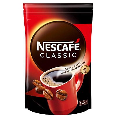 Кофе растворимый Nescafe «Classic», гранулированный/порошкообразный, с молотым, мягкая упаковка, 130г