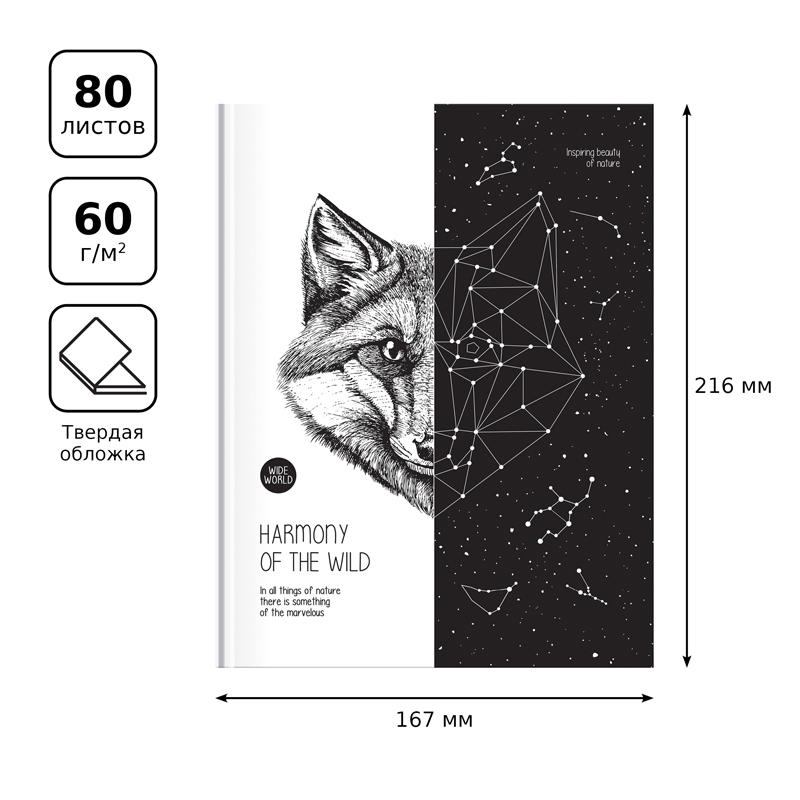 Бизнес-блокнот А5, 80л., BG «Wide world», матовая ламинация