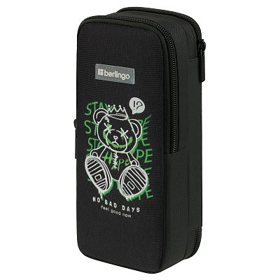 Пенал 2 отделения, 205×80×55 Berlingo «No bad days», полиэстер, внутренний органайзер, магнит