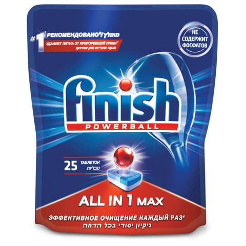 превью Таблетки для посудомоечных машин Finish All in 1 Max (25 штук в упаковке)