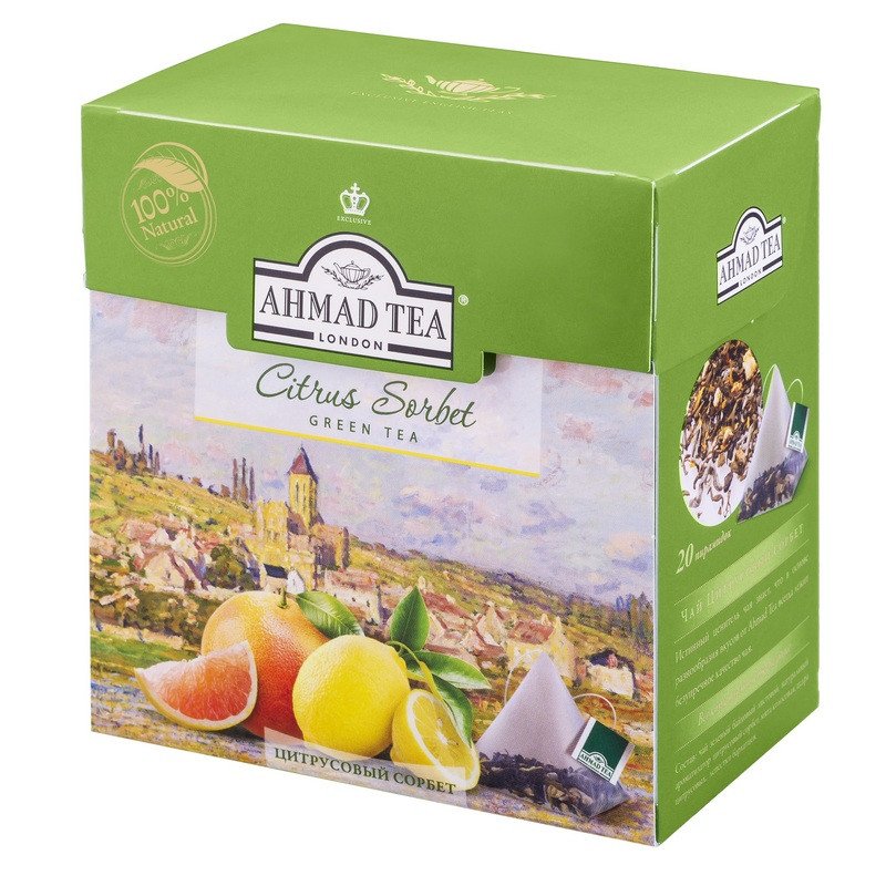 Чай Ahmad Tea Цитрусовый сорбет зеленый 20 пирамидок