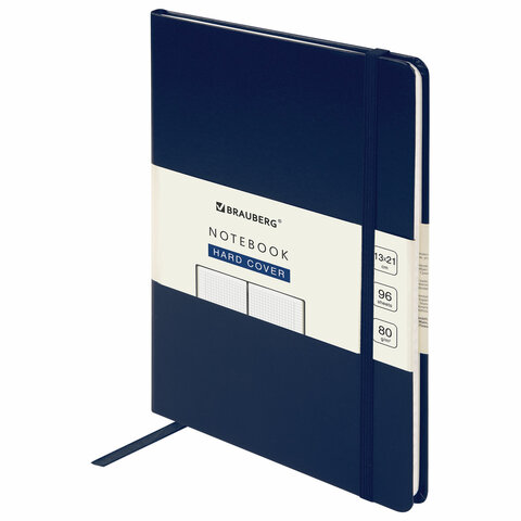 превью Блокнот А5 (130×210 мм), BRAUBERG ULTRA, балакрон, 80 г/м2, 96 л., клетка, темно-синий