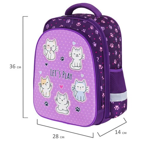 Ранец BRAUBERG KIDS STANDARD, 2 отделения, «Playing kittens», 36×28х14 см