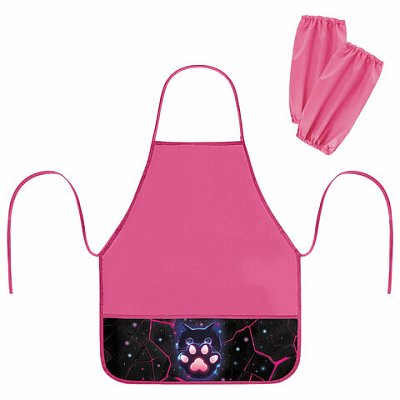 Фартук с нарукавниками для уроков труда BRAUBERG, 3 кармана, 46×54 см, «Pink lava»