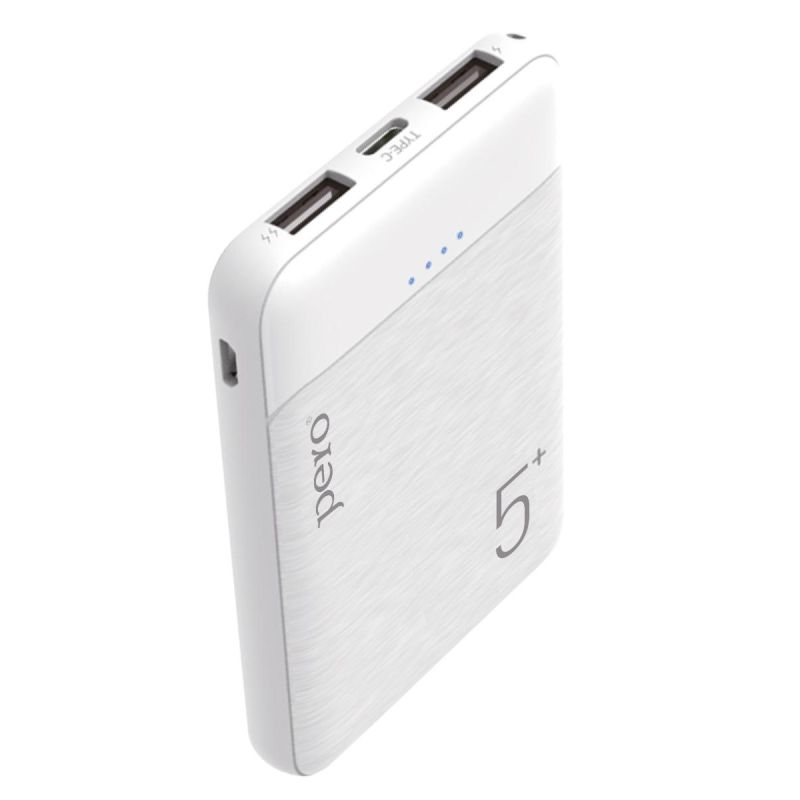 Внешний аккумулятор PERO PB01 5000 mAh, Li-Pol, output 2xUSB-A 2.1A, белый